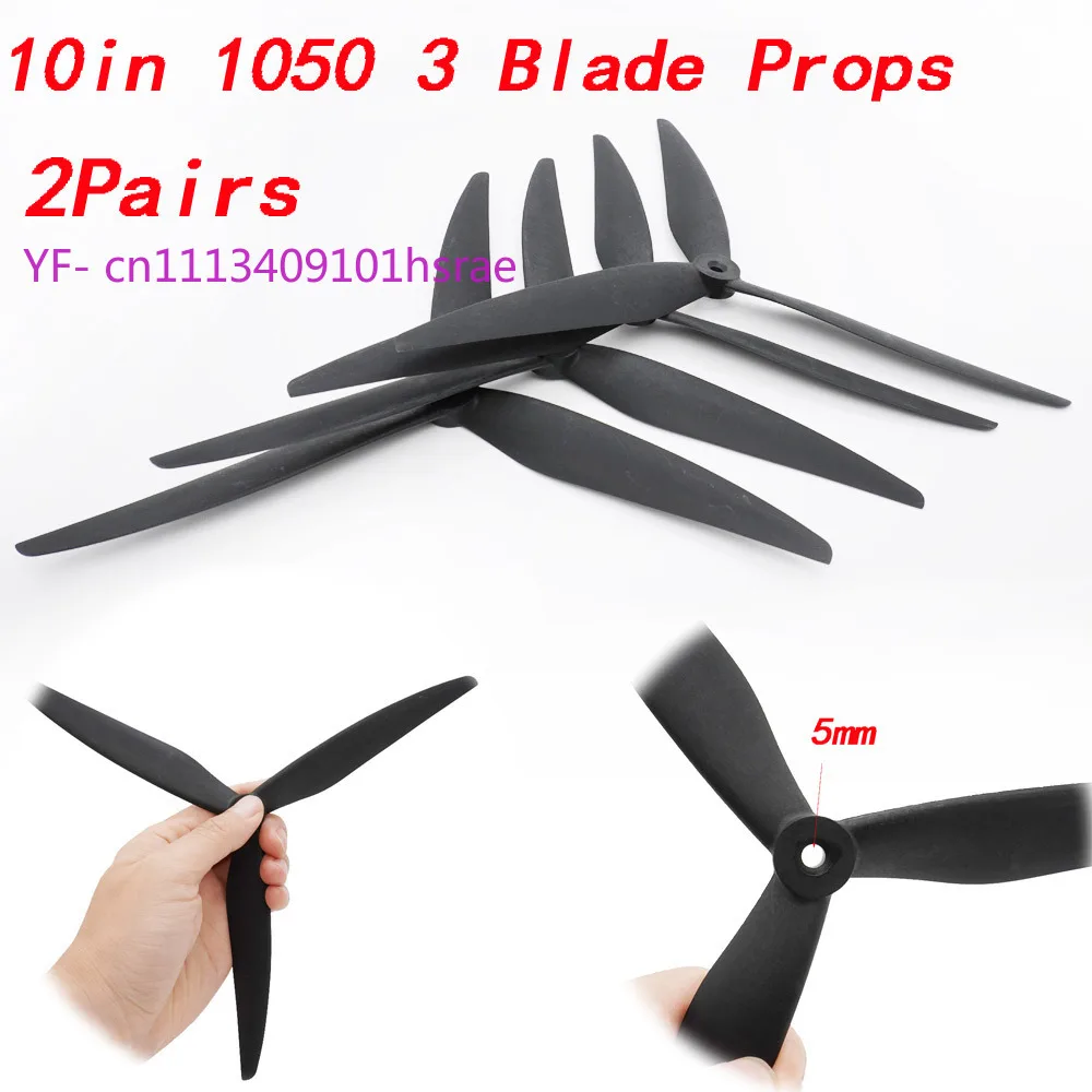 FPV 1050 Propeller 10 Inch 10X5X3 3-Blade Glass Fiber Nylon Prop 5.0mm Hole for Racing Drone