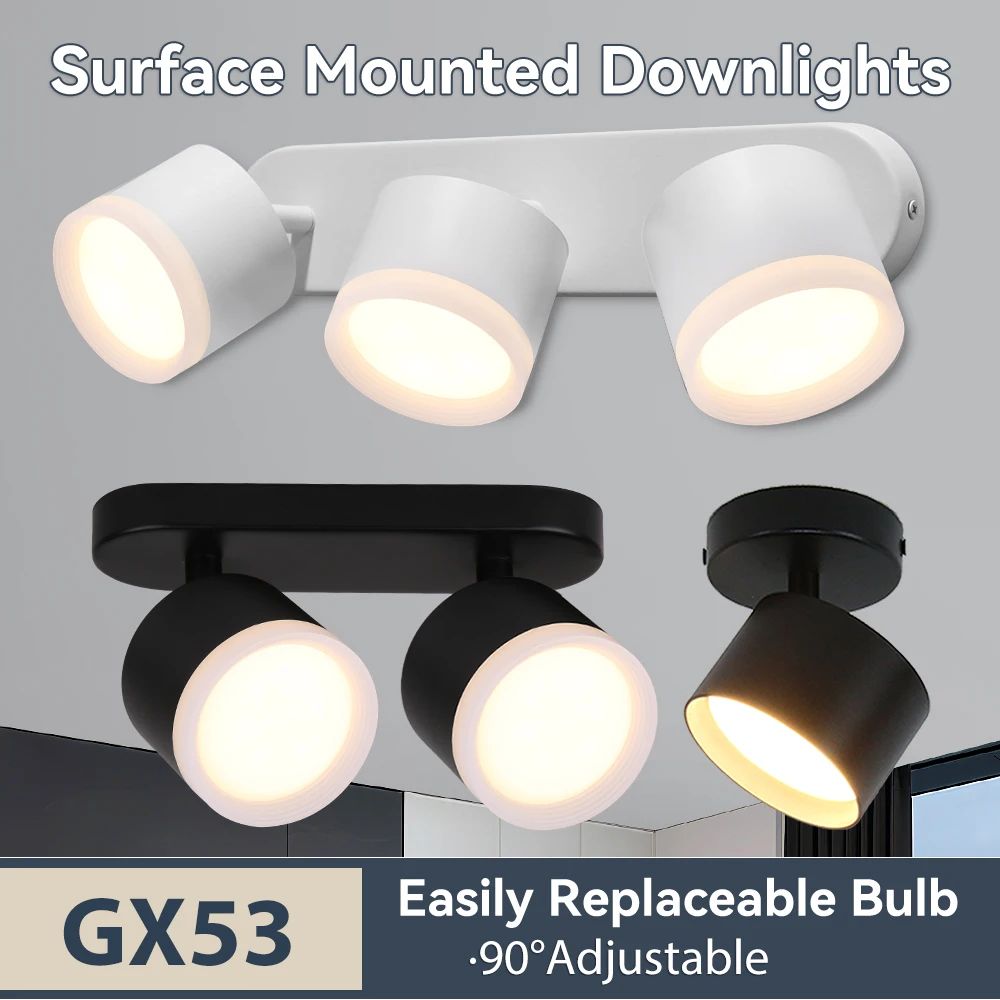 

GX53 Led Ceiling Lamp Replaceable Bulb Ceiling spotlight 220V 3 Color Spot Lamps DownLight for Living Room Kitchen Corridor