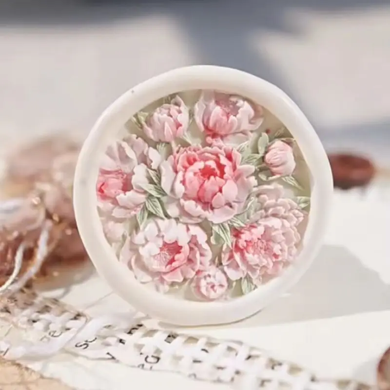 Timbri creativi Lacca Sigillo Lettore musicale Timbro Testa in bronzo Giocattolo con peonia Pesca Design Alieno Rilievo Creativo Fai da te Arti e mestieri