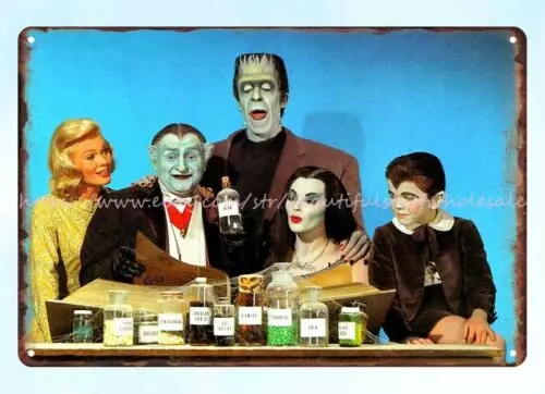 man cave wall decals 1960s The Munsters tv show metal tin sign