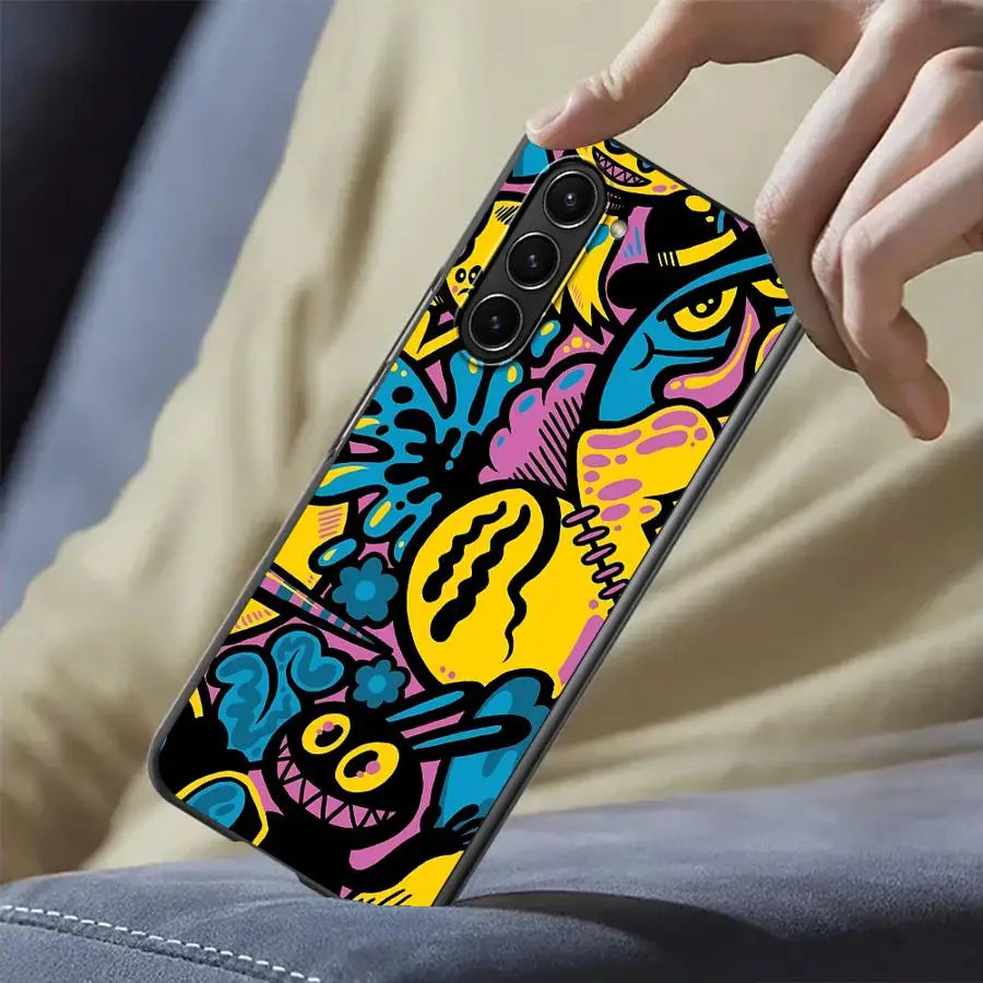Cartoon Graffiti Design Case for Samsung Galaxy ZFold5 ZFold4 ZFold7 ZFold3 Z Fold 7 6 5 4 3 ZFold6 Back Phone Cover
