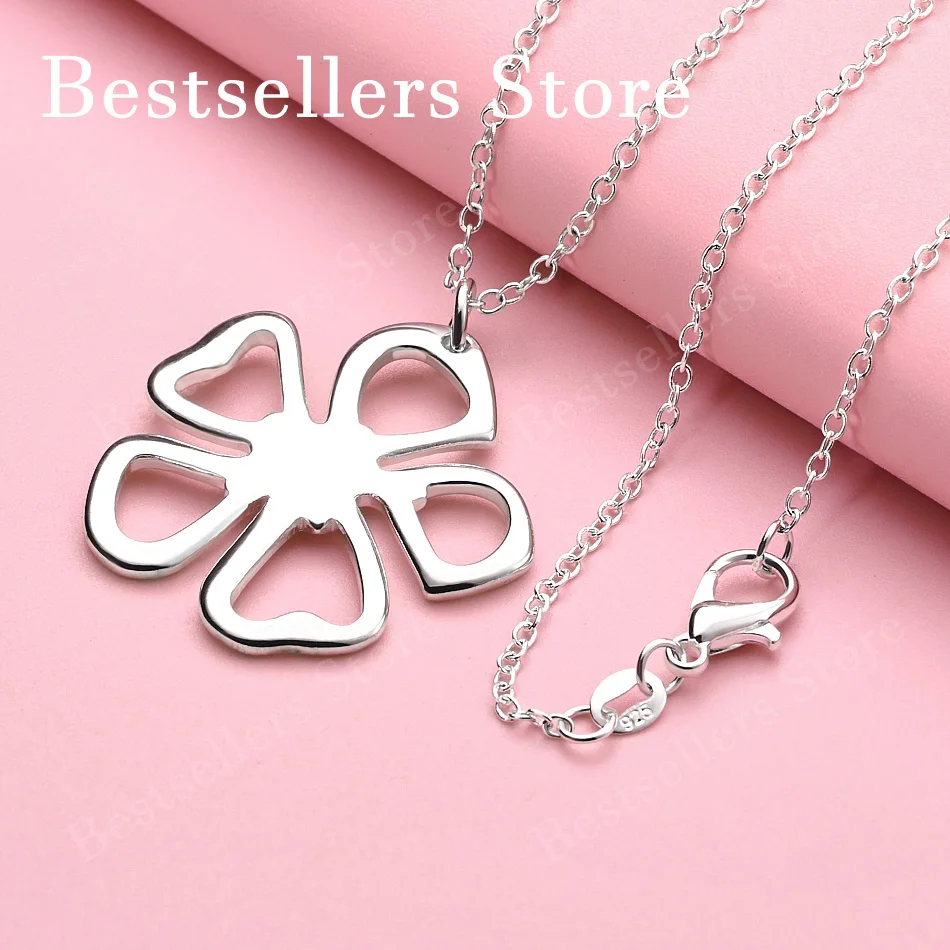 925 sterling silver 16-30 inch women's exquisite flower pendant necklace, fashionable jewelry accessories, wedding gifts