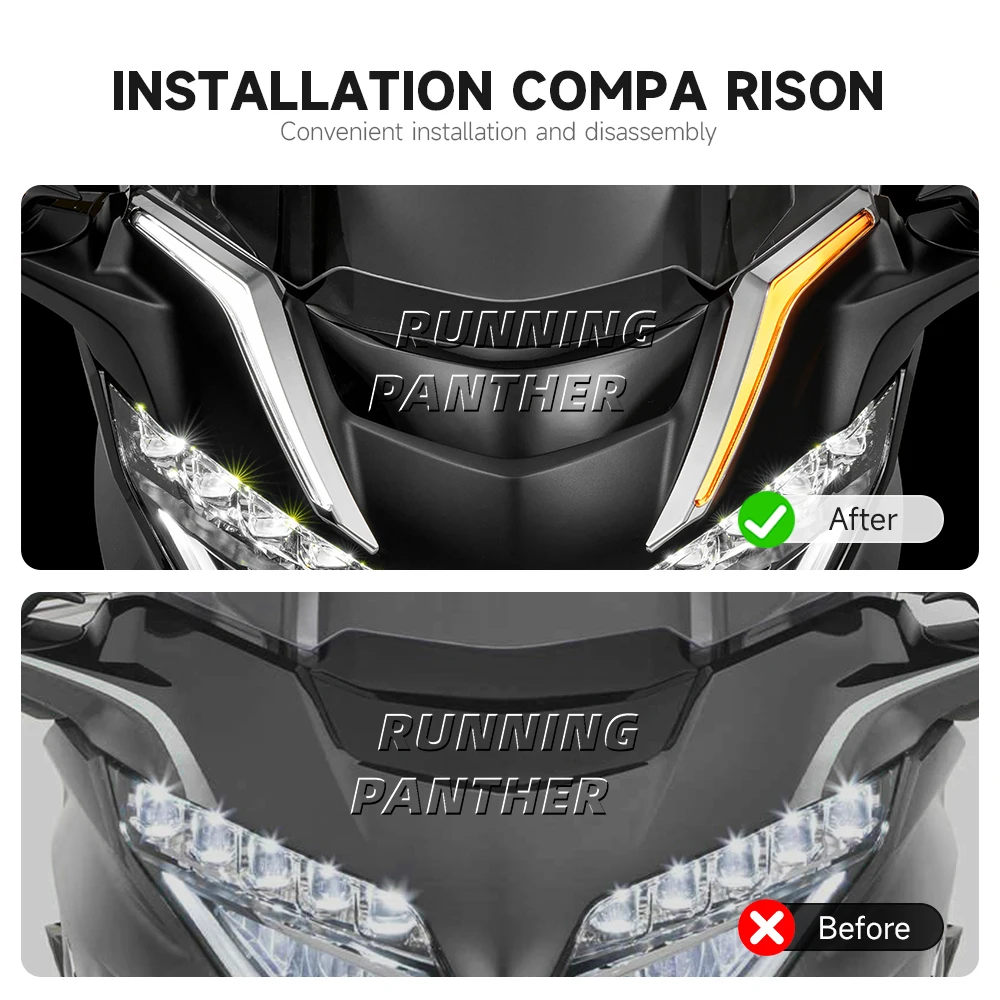 STRIKE WINDSHIELD TRIM LED Decorative Light Running Light Turn Signal Light For HONDA Goldwing GL1800 2018 UP 2018-2023