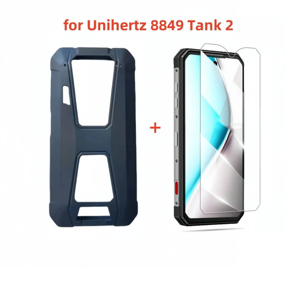 

Official Original Luxury Silicone Case Phone Case for Unihertz 8849 TANK 2 Black Cover + Tempering glass