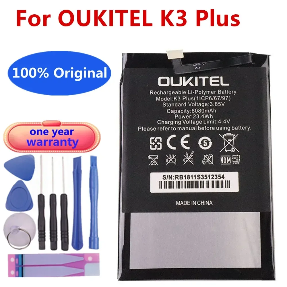 Original K3 Plus 6080mAh Battery For Oukitel K3 K 3 Plus Phone Replacement Batteries Bateria With Tools Kits