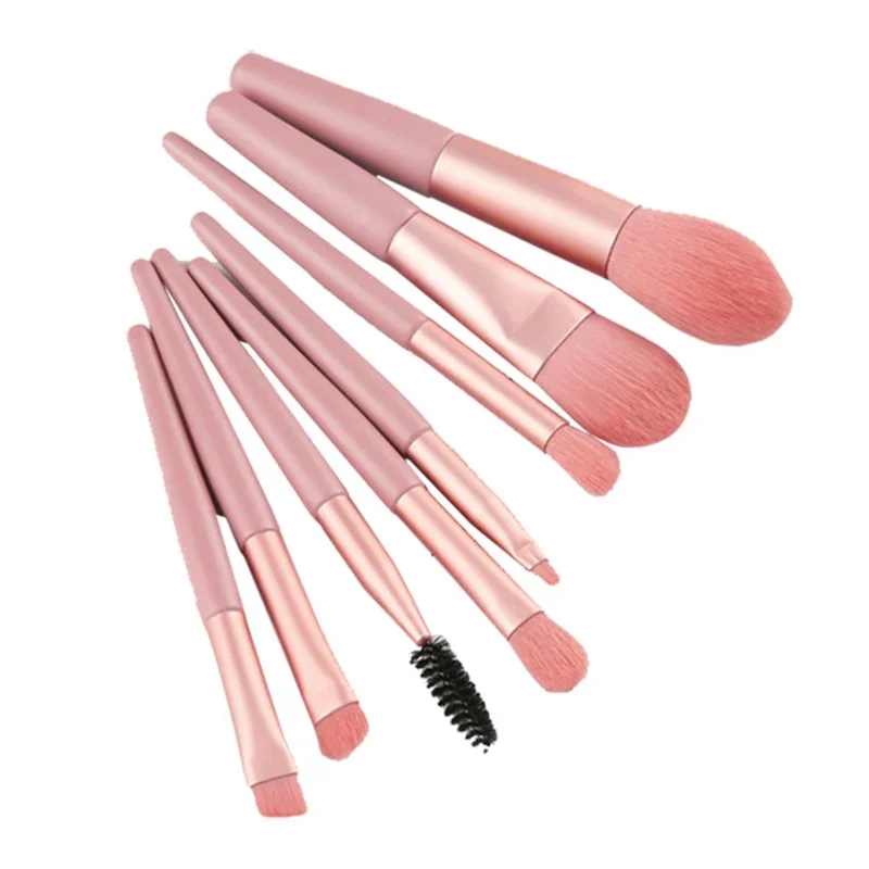 มินิรุ่น 8 ชิ้นชุดแปรงแต่งหน้าแบบพกพาชุดเดินทางขนนุ่มแปรงอายแชโดว์ Foundation แปรงแต่งหน้าเครื่องมือความงาม