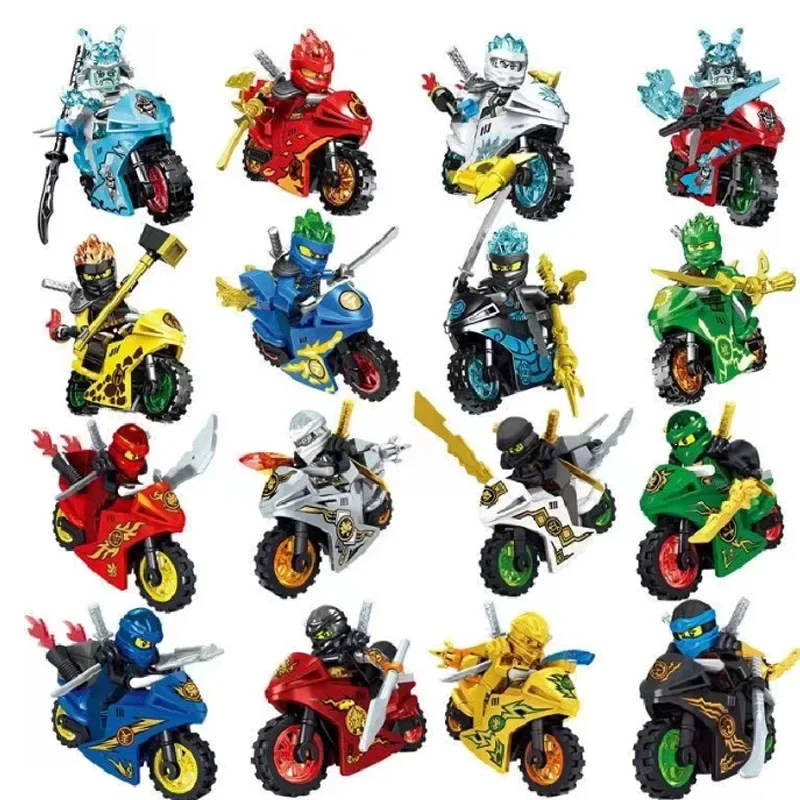 

Anime Characters 8 Piece Ninja Motorcycle Mini Figures Building Blocks Toy Mini Doll Figures Building Kids Toys Birthday Gifts