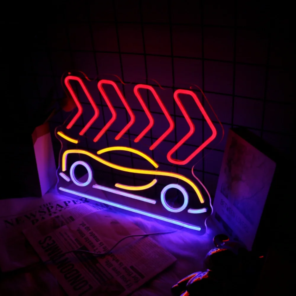 

UponRay Car Service Neon Sign Wall Decoration, Creative LED Light Sign, Home Decoration Light Background Neon Car Modification