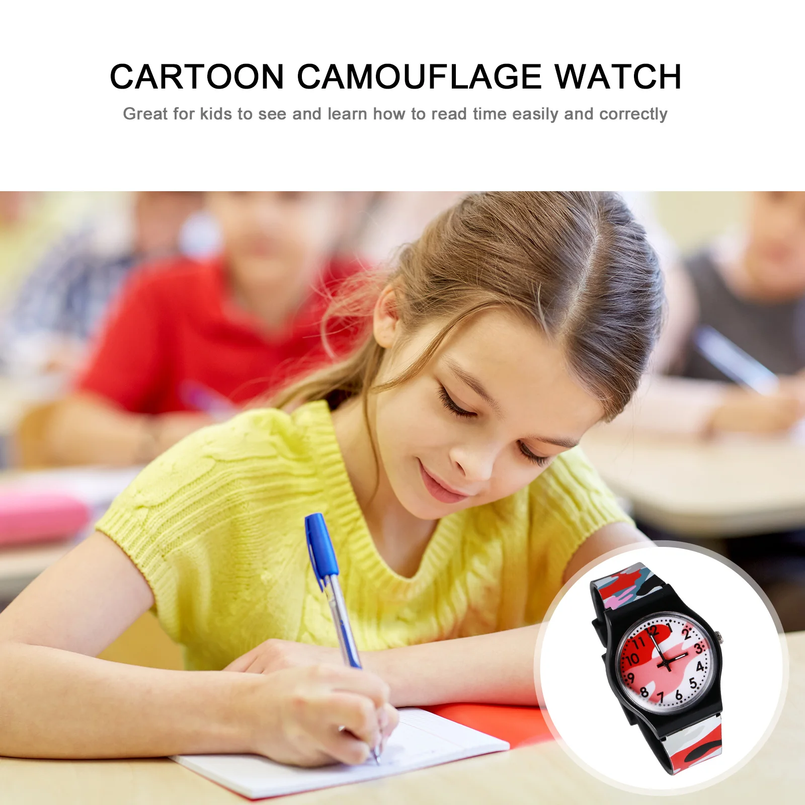 

1pc Pvc Cartoon Wrist Watch For Kids Comfortable Band Large Number Design Lightweight Fashion Kids' Giftchildren Watch Students