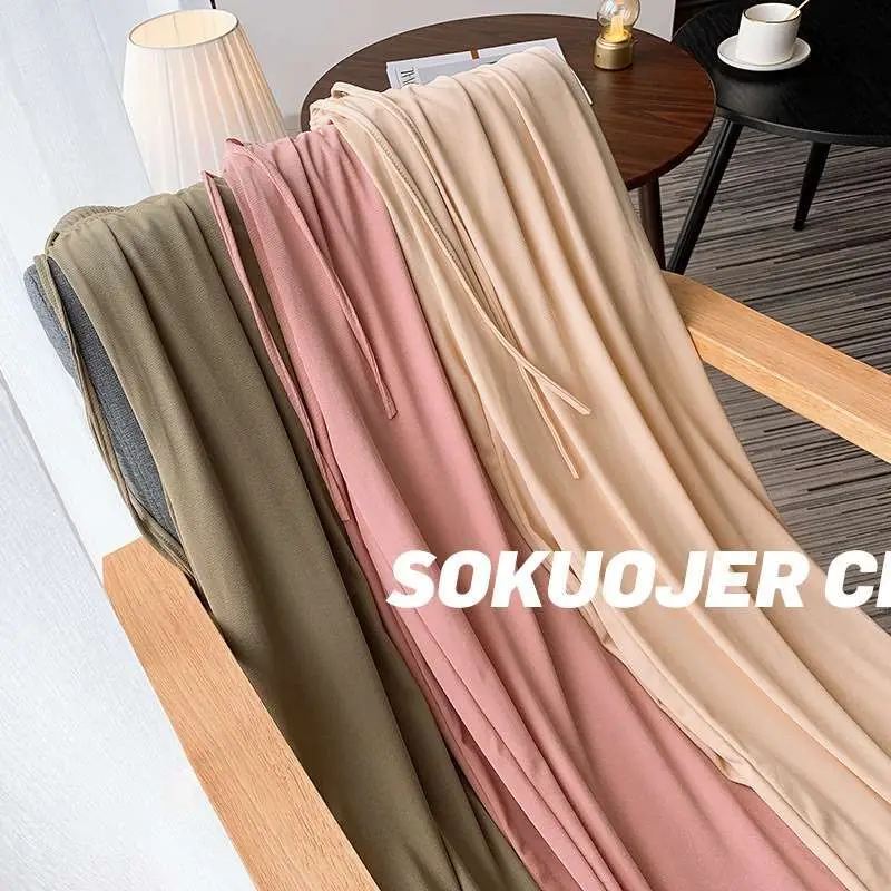 

Широкие брюки из ледяного шелка для женщин, летние свободные брюки, укороченные, удобные повседневные брюки с низкой посадкой для женщин среднего возраста