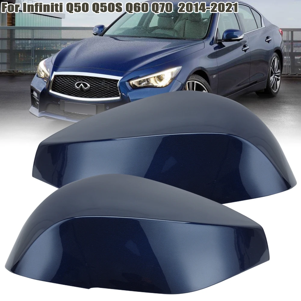 Rearview Mirror Cover Cap For Infiniti Q50 Q60 QX30 Q70 2014-2021 Deep Blue Wave Blue Door Wing Mirror Cover Car Accessories