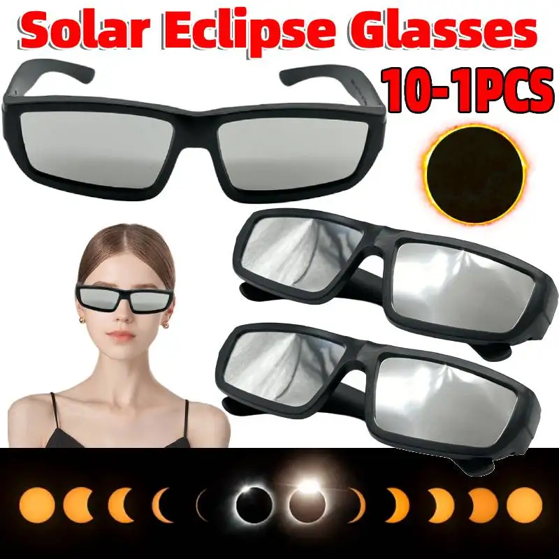 Paquete de 1 a 10 Gafas de Protección para Eclipse Solar, Gafas de Plástico para Observación del Eclipse Solar, Gafas para Ver el Sol Directamente