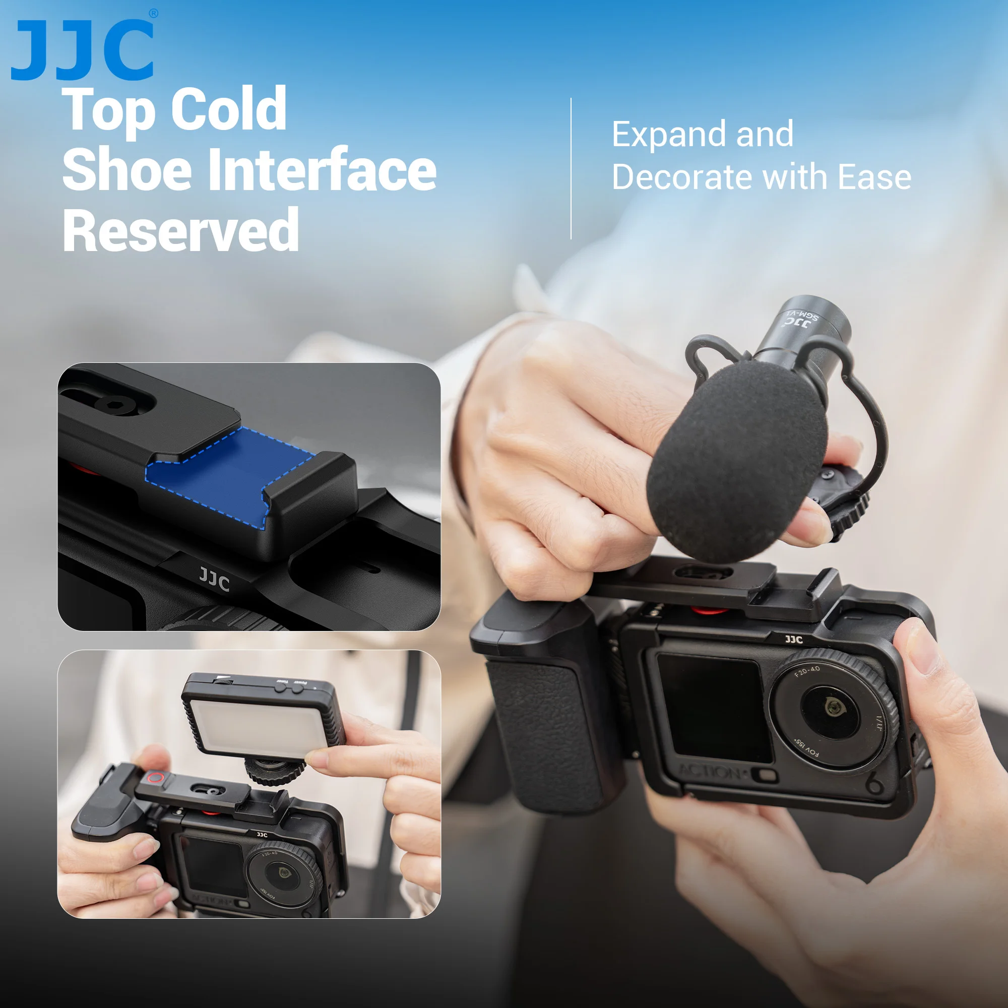 DJI 오즈모 액션 6 스트리트 사진 촬영용 JJC 메탈 스트리트 그립 키트, 셔터 버튼이 있는 마그네틱 그립, 카메라 그립 핸들 홀더