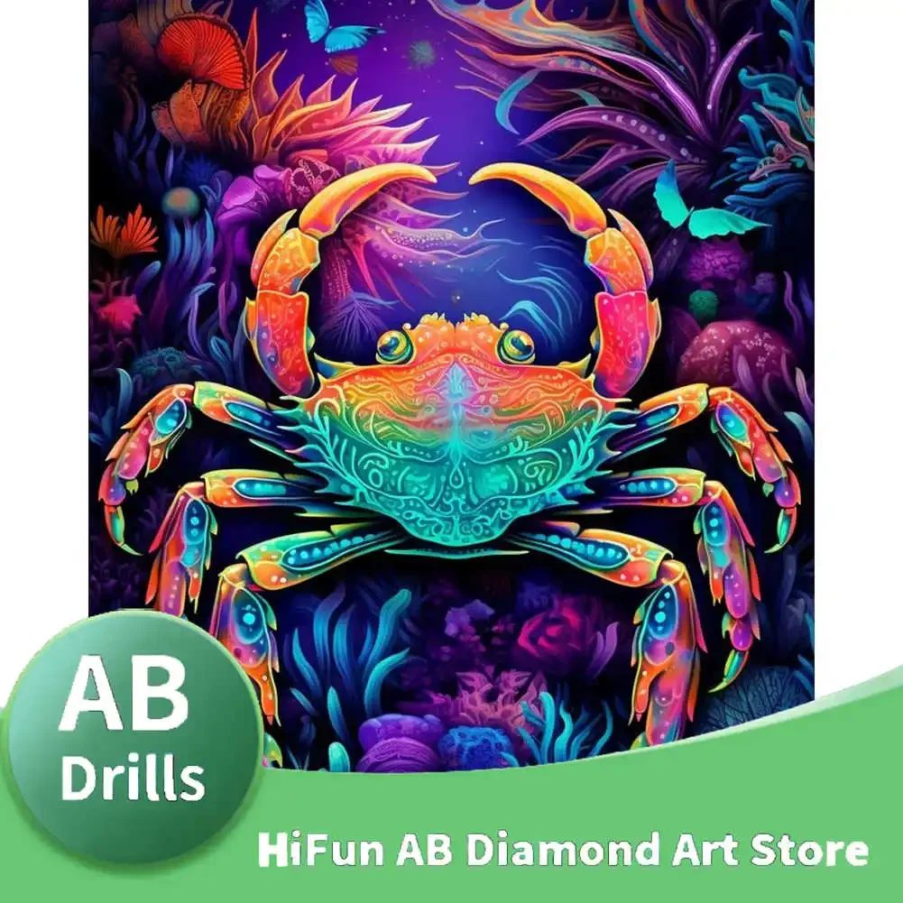 Full Round AB Diamond Painting Zodiac Signs Astrological The Cancer Crab Diy Diamond Embroidery Mosaic Gift Kits Home Decoration