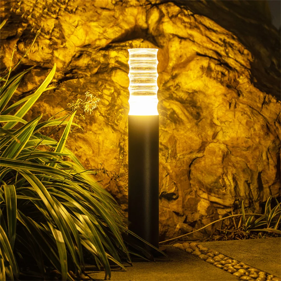 7W Acrylic Outdoor Garden Pole Bollard Light Landscape Villa Pathway Light Standing Pillar Light Aluminum Courtyard Lawn Lamps