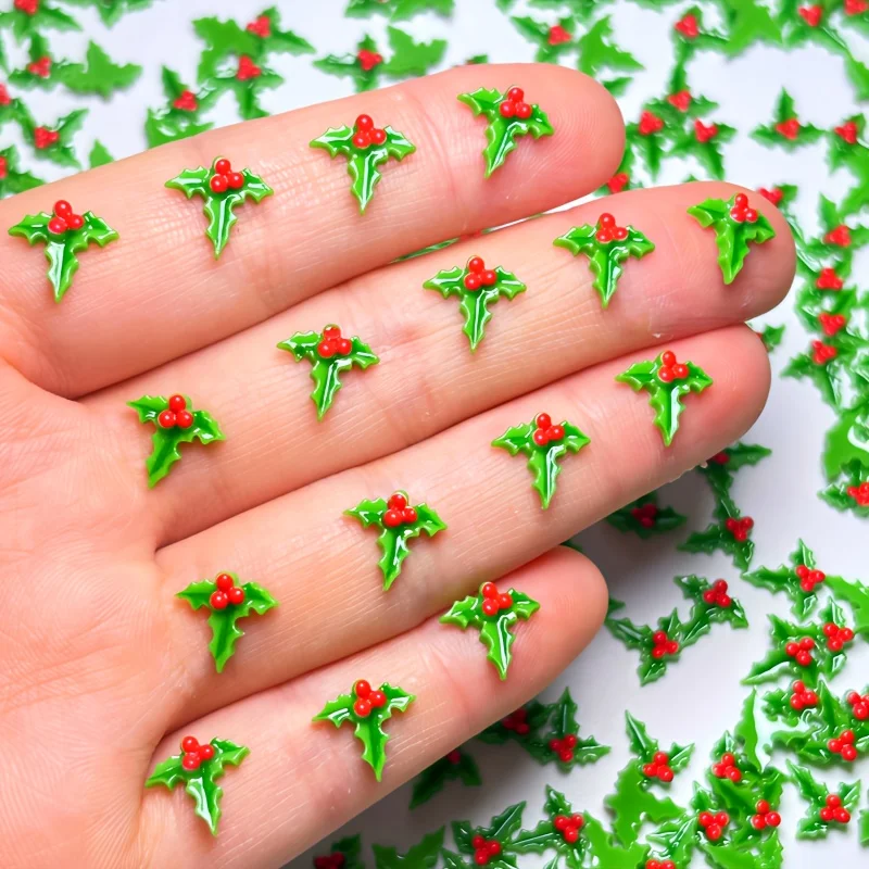 30/60 szt. Świąteczne ozdoby do paznokci w kształcie liści, brokatowe akcesoria do manicure i pedicure, świąteczne materiały do samodzielnego zdobienia paznokci