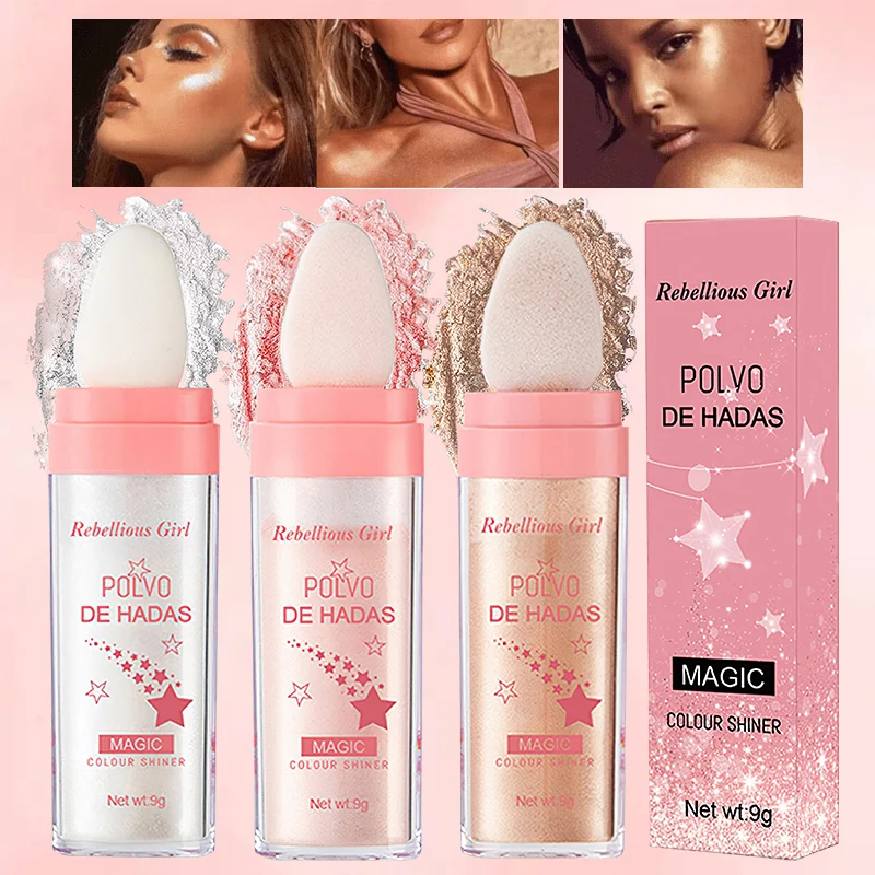 3 colors fairy highlighter patting shimmer powder,whole body contour and collarbone brightening,face contouring body pearlescent