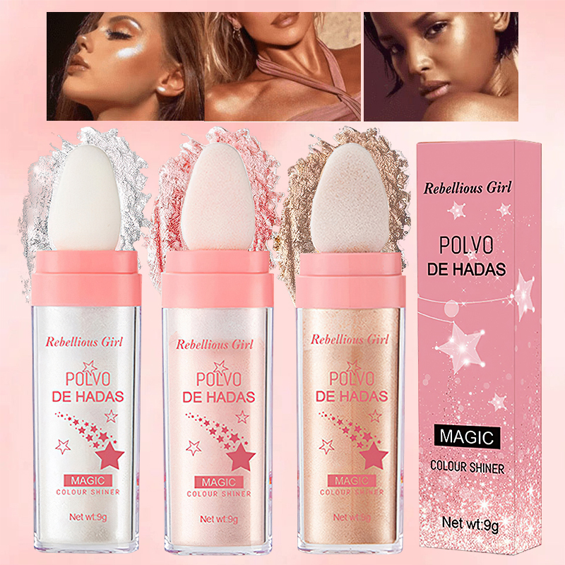  3 colors fairy highlighter patting shimmer powder,whole body contour and collarbone brightening,face contouring body pearlescent 