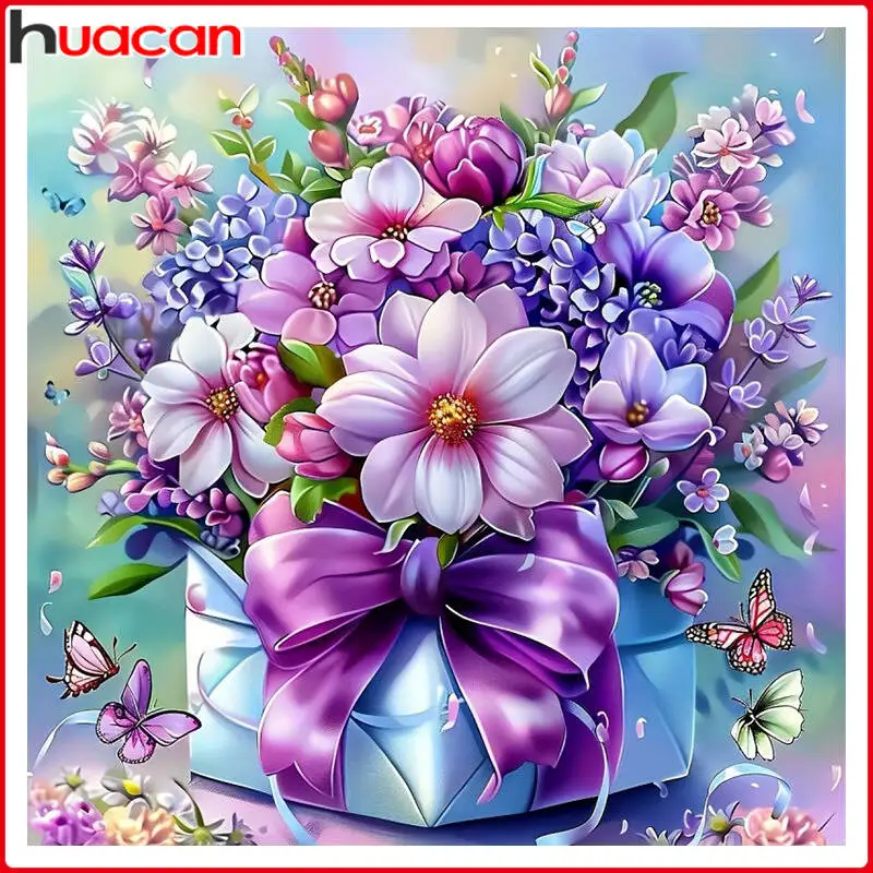 

Huacan New Collection 2025 Diamond Painting Flower Bouquet Gift Box Picture Art Mosaic Kit Home Wall Decor