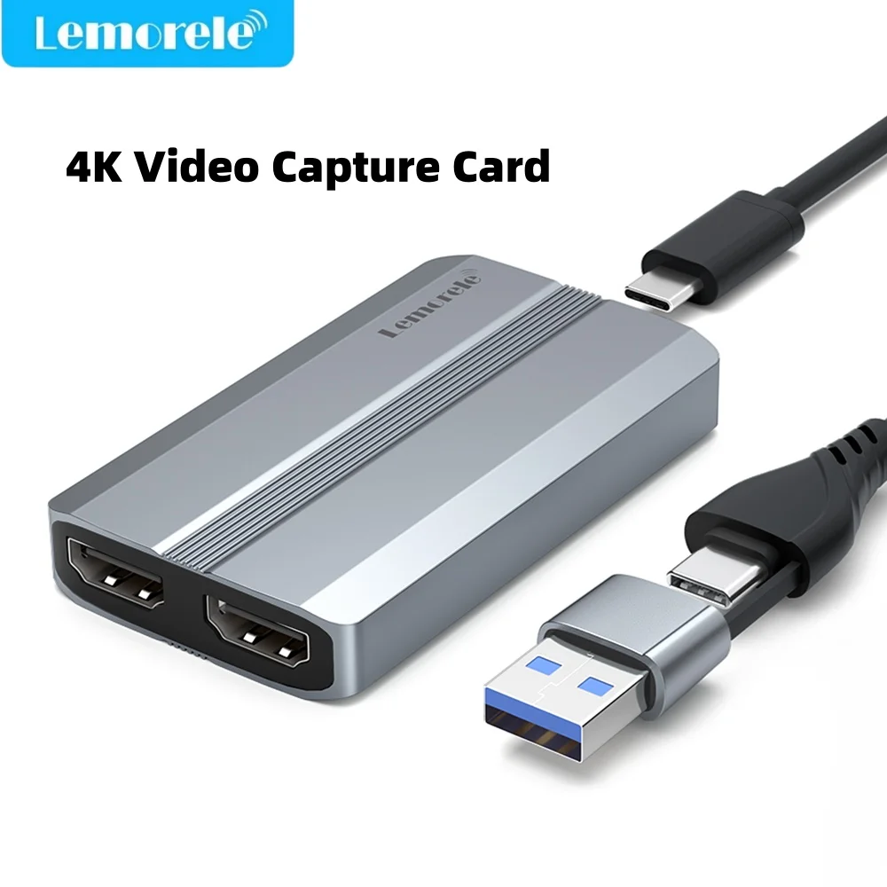 

Карта видеозахвата Lemorele 4K, совместимая с HDMI и видеорегистратором USB A/Type-C для записи игр, захват потоковой передачи в реальном времени для PS4