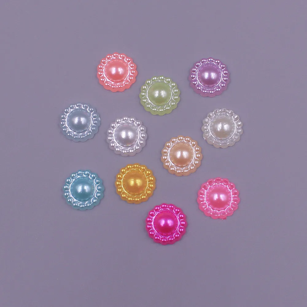 

Bulk wholesale 9MM 1000pcs flower Shape Loose Beads ABS Half Round Pearl Flatback Beads DIY Jewelry Scrapbook Decoration