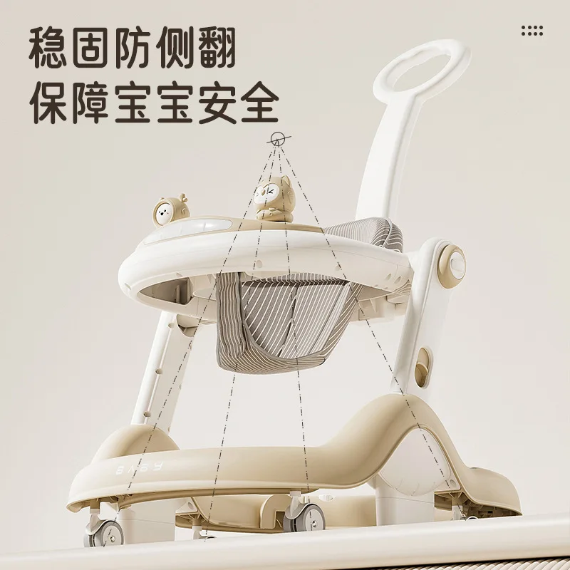Baby Walker Music Multi-functional Anti-O-leg Anti-rollover Folding 6-18 Months Baby Can Sit and Push The Baby Walker