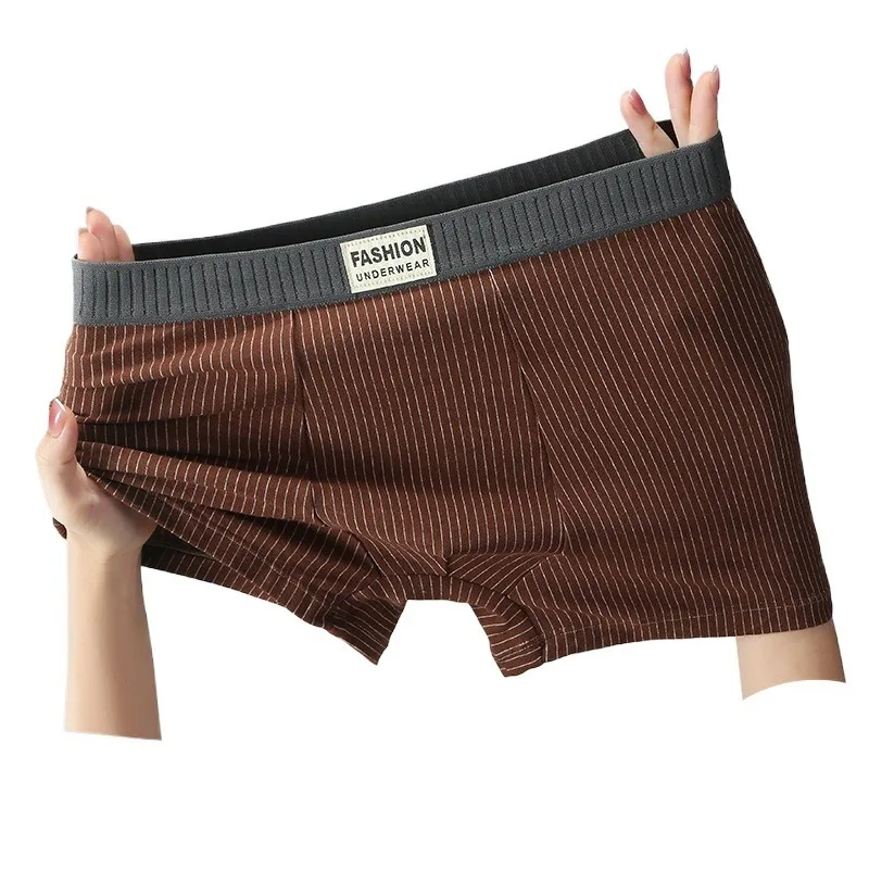 Men's Underwear Pure Cotton Antibacterial Crotch Comfortable Breathable Trendy Men's Vertical Strips Men's Boxers Panties