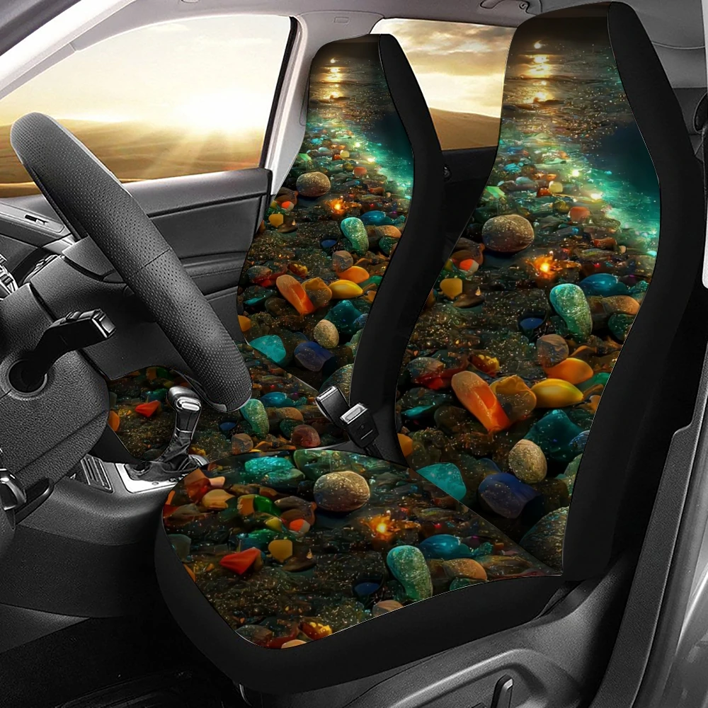 Aurora Starry Sky Landscape Pattern Car Seat Cover Fits Most Car Interior Accessories Set of 2 Universal Front Seat Cover