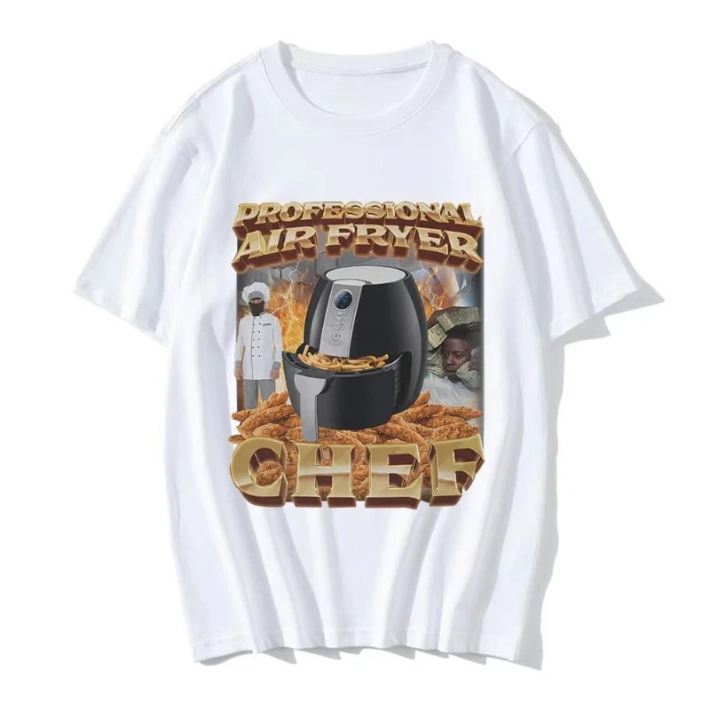 

Summer Air Fryer Chef Meme T-Shirt Men Women Funny Graphic Cotton Oversized Short Sleeve Casual Trendy Streetwear