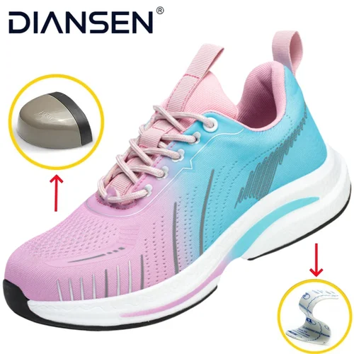 Kevlar-zapatos de seguridad con suela media para hombre y mujer, calzado de trabajo con punta de acero, CE, antipinchazos, antigolpes, antideslizantes, transpirables