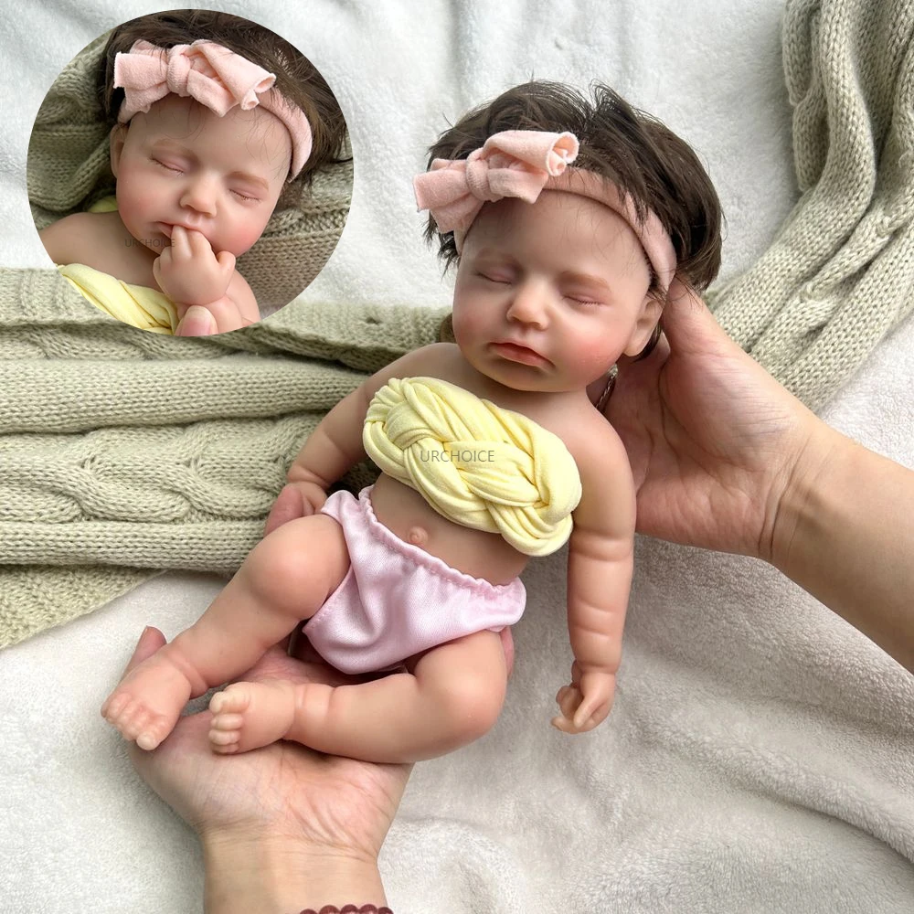 

12Inch Collectible Silicone Reborn Baby Girl Rooted Hair Can Open Mouth Realistic Rebirth Bebe Doll For Children's Gifts