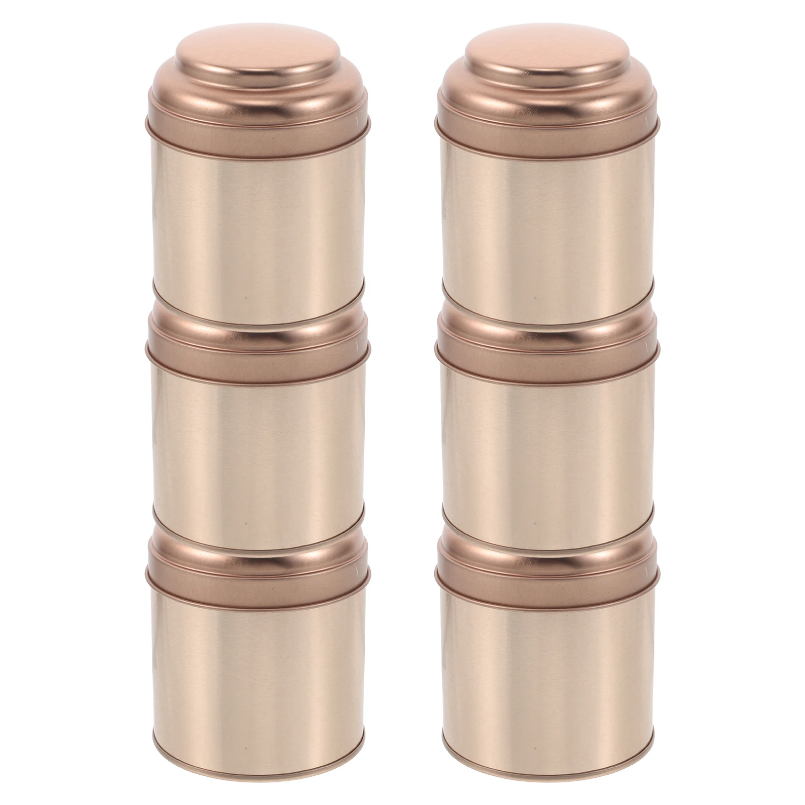 

6 Pcs Airtight Tea Kitchen Canister Loose Jar Round Sealed Cans Tin Tins Metal Food Rose Gold Leaf Storage Containers
