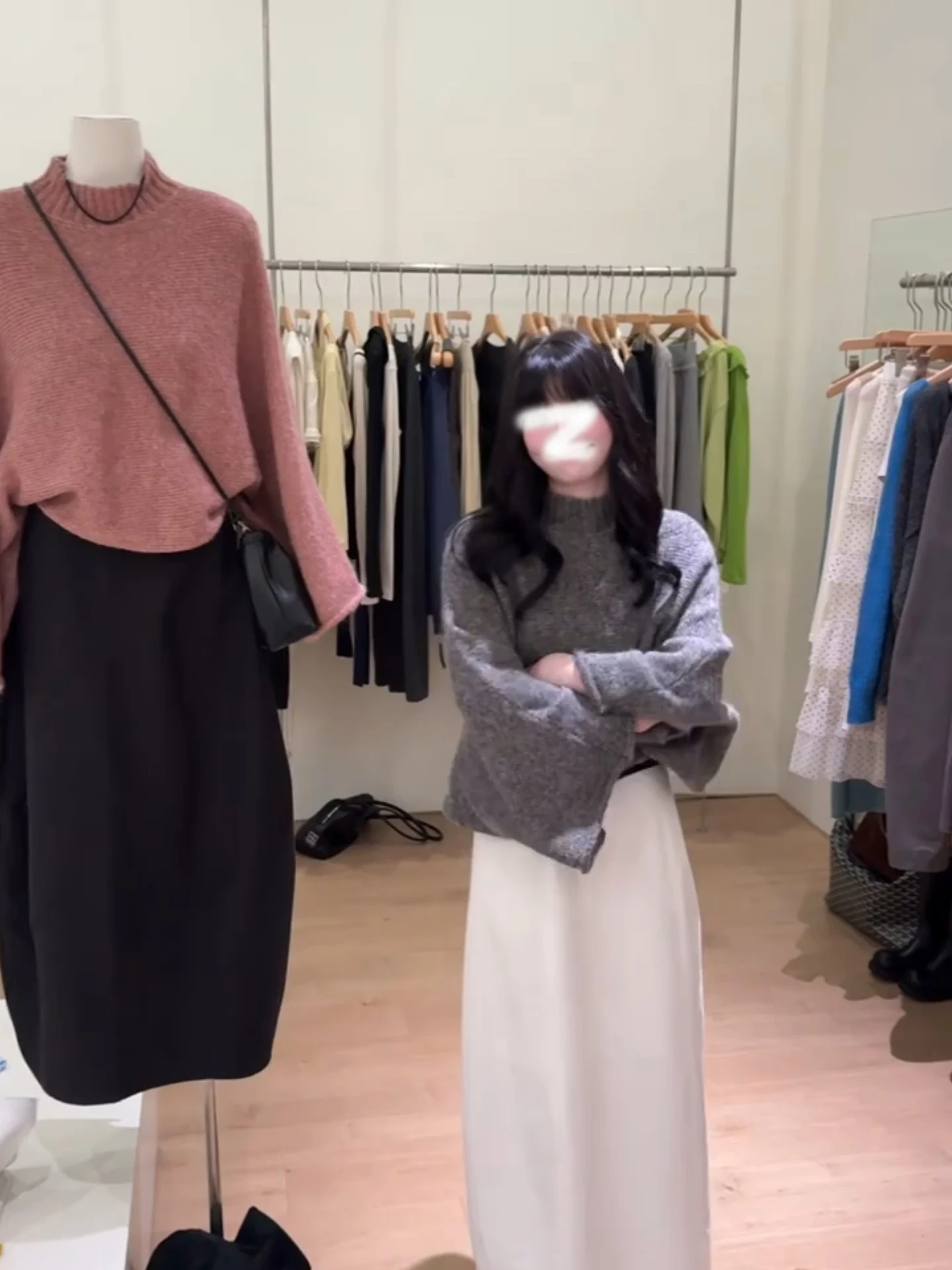 سترة Thiened Batwing Sve ذات الياقة العالية للنساء للخريف والشتاء سترة محبوكة فضفاضة دافئة ومريحة ملابس خارجية طويلة Sve Cre... #2