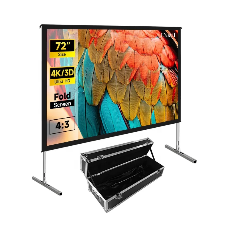 4:3 New Fold Projector Screen 72Inch Portable Film Screen 180 Inch Outdoor Projector Screen