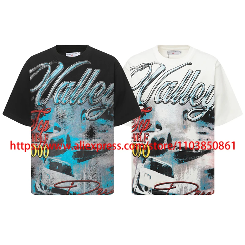 

2025 Hip-hop VALLEY T-shirt Skull Print Tees Tops High-quality Trend Casual Loose VALE Short Sleeves Streetwear