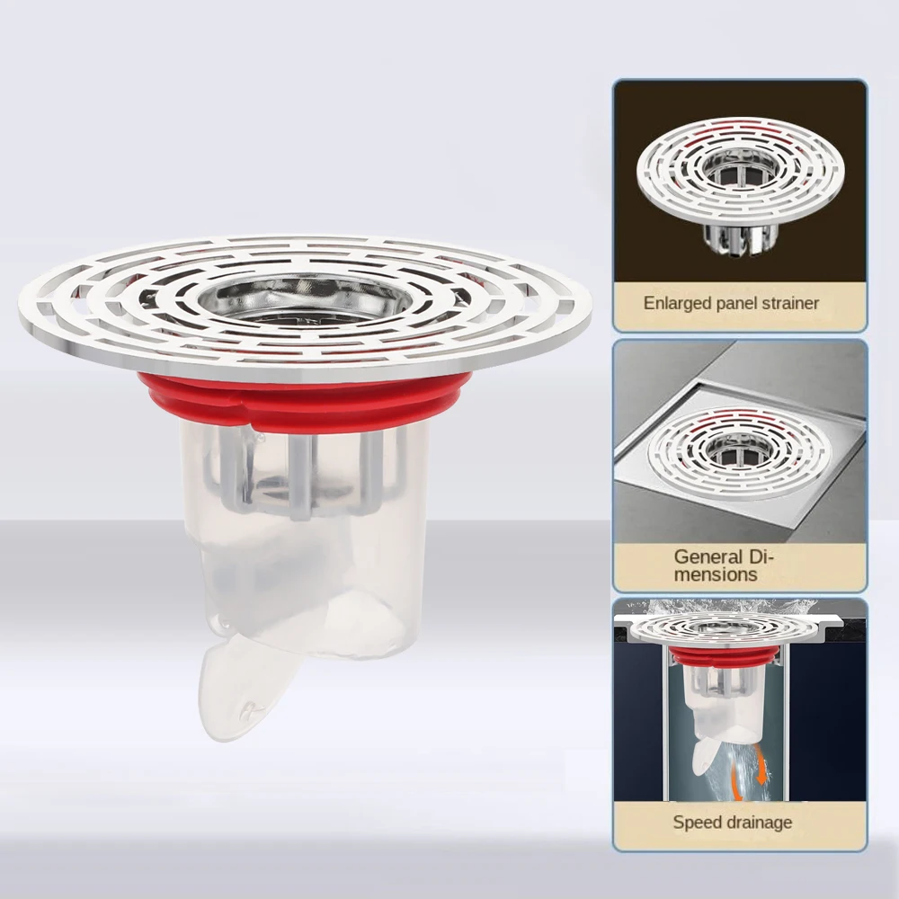 Self-Closing Floor Drain Core Large Filter Screen Sealing Cover Shower Drain Filter Odor Prevention Floor Strainer Cover Shower