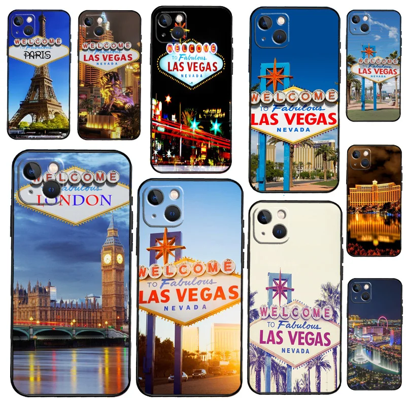 Las Vegas Sign LIGHTS Nevada Rome Phone Case For iPhone 11 12 14 Pro Max 13 Mini X XR XS Max 7 8 Plus SE 2020 Soft Back Cover