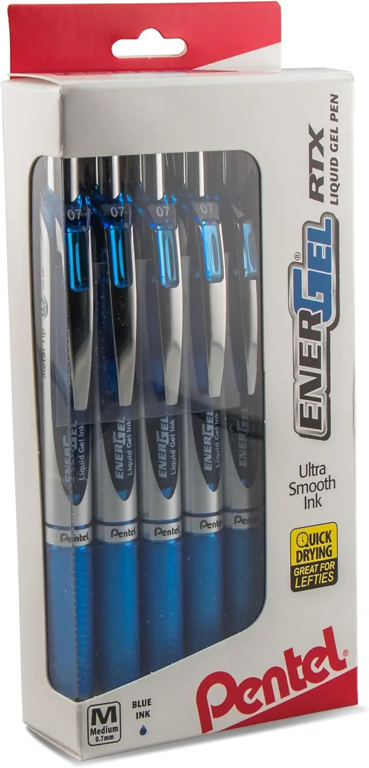

Smooth Writing Liquid Gel Pens, 0.7mm Medium Tip, Blue Ink, Pack of 12 with Comfort Grip