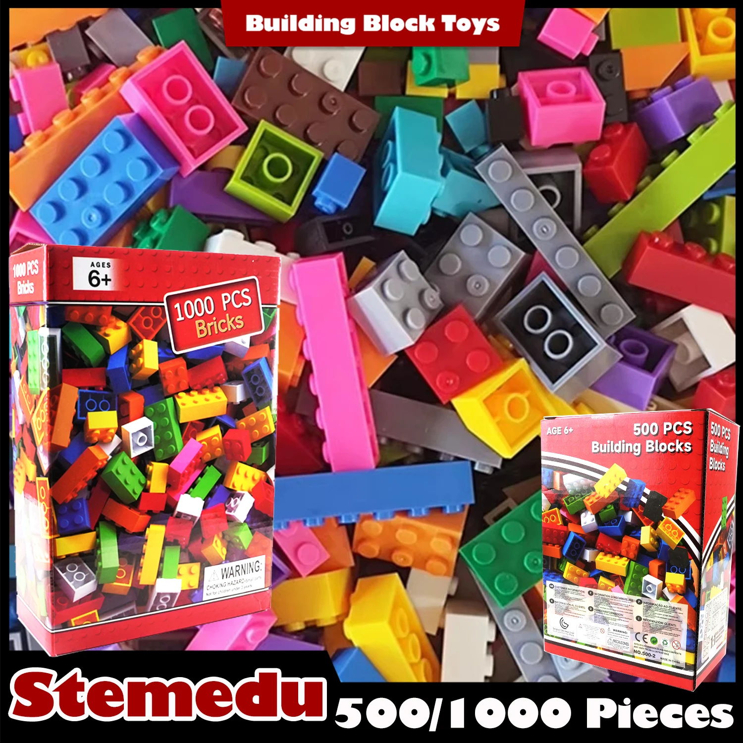 

500/1000 Pieces/Box Colorful Creative Building Toy Classic Building Bricks for Kids Classic Construction Toy Set for Boys &Girls
