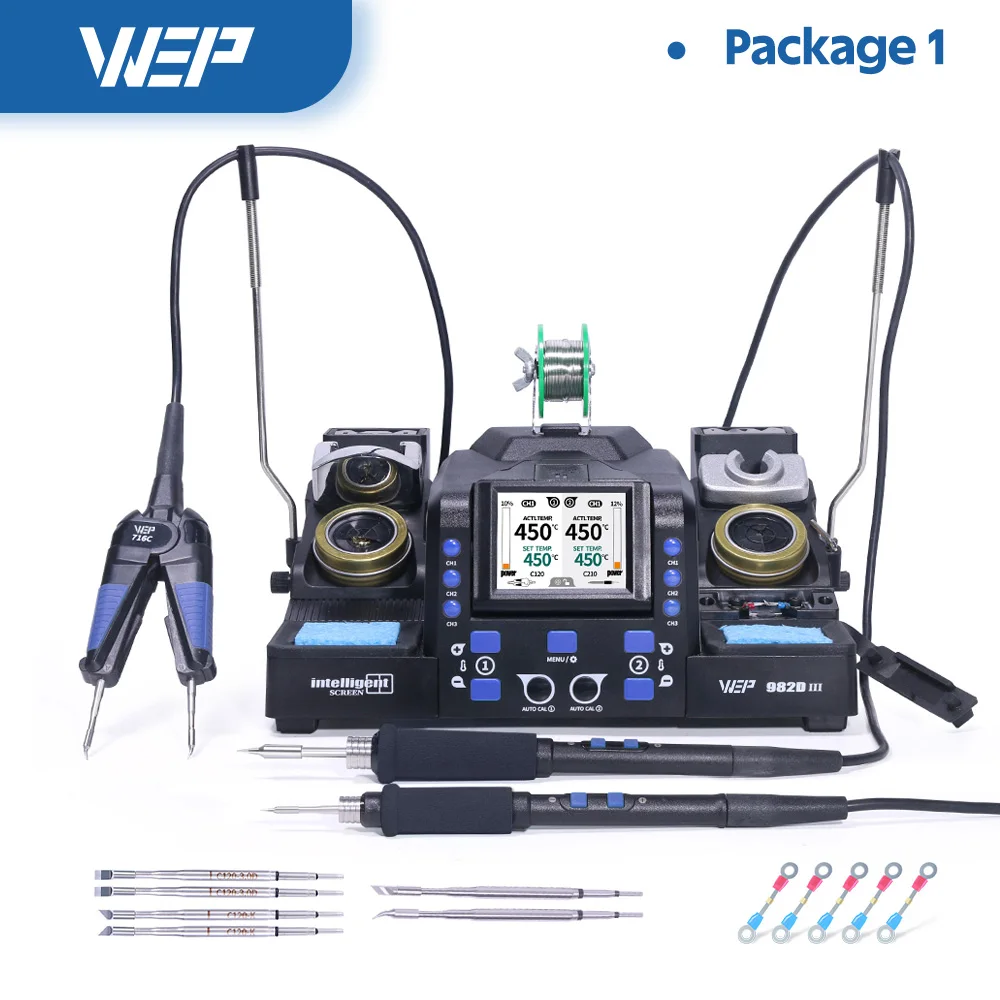 WEP 982D-III Compatible With C210 C245 Micro Tweezers 2-IN-1 Precision Soldering Iron Station