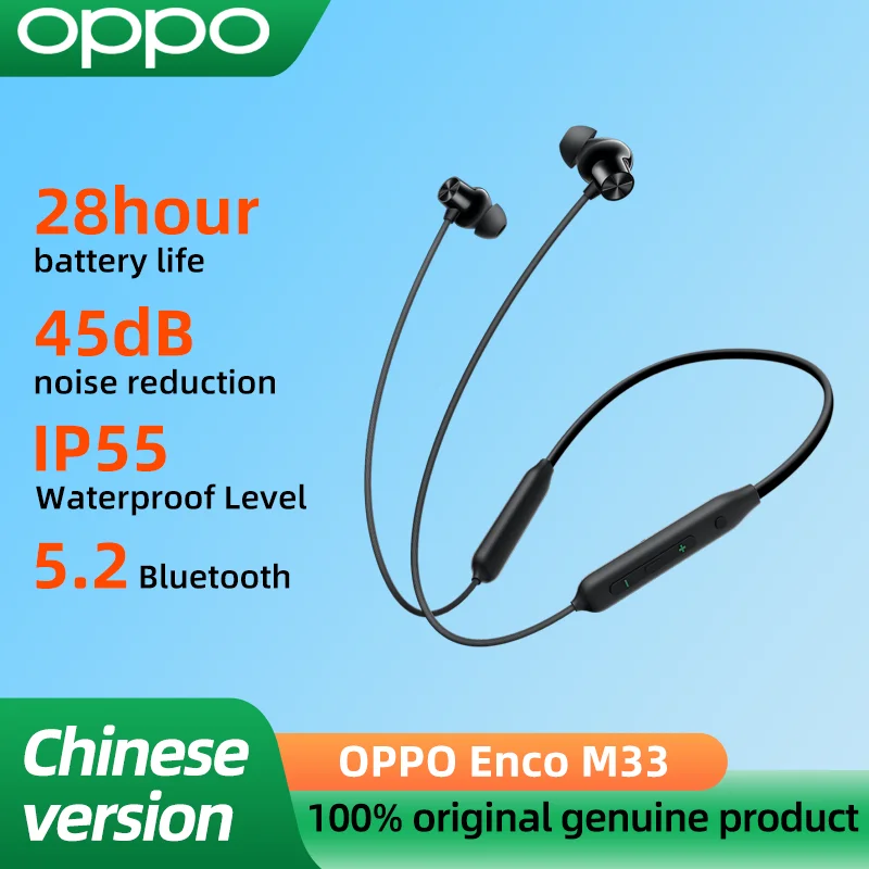 

Original OPPO Enco M33 Wirelesss Earphone 45dB Noise Cancelling Sports Wireless Heahphone 28 Hours Battery Life IP55