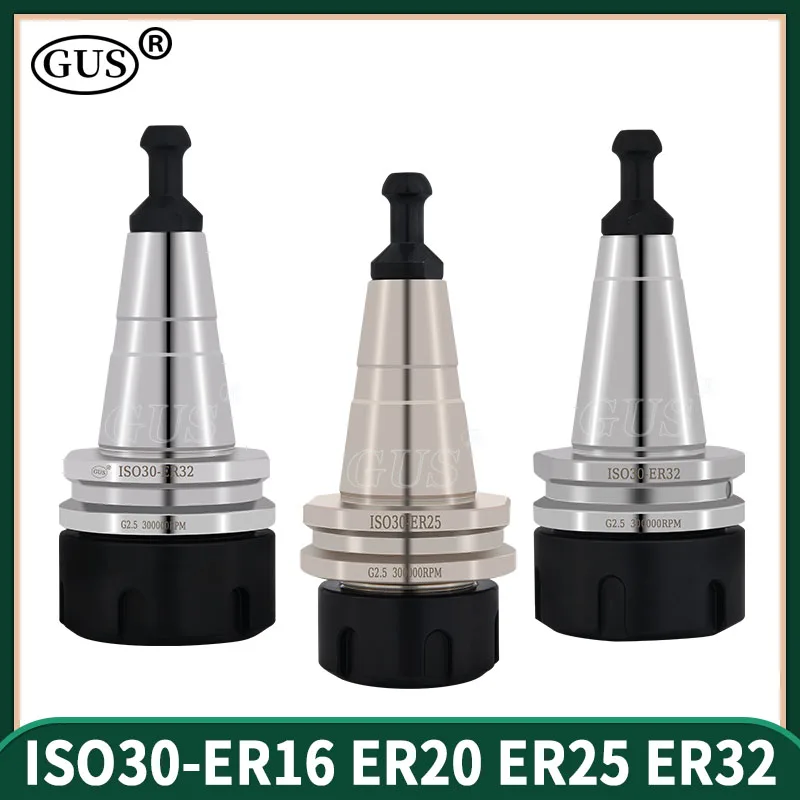 

ISO30 Woodworking Tool Holder ER16 ER20 ER25 ER32 Collet Chuck Balancing G2.5 30000rpm With Pull Pin CNC Spindle Lathe Milling