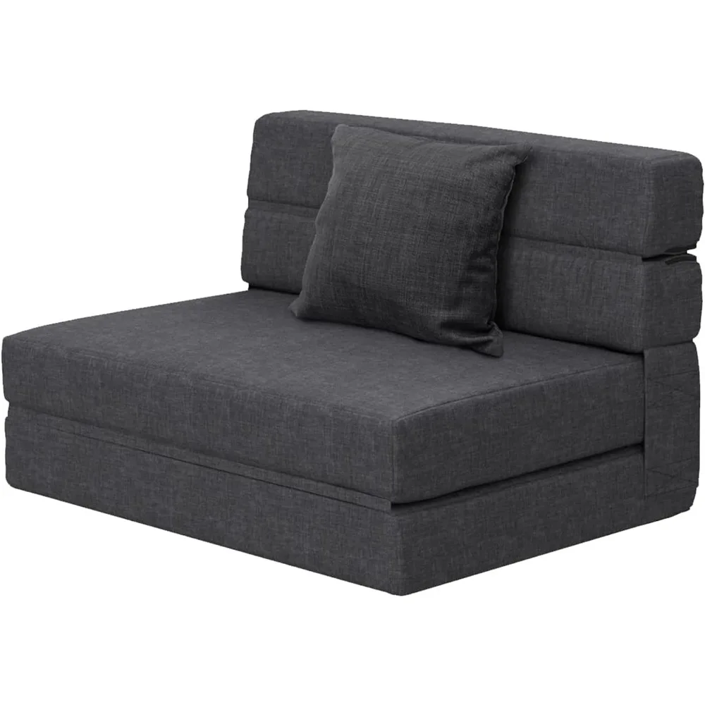 

Fold Sofa Bed Couch Memory Foam with Pillow Futon Sleeper Chair Guest Bed and Fold Out Couch, Washable Cover Twin Size, D