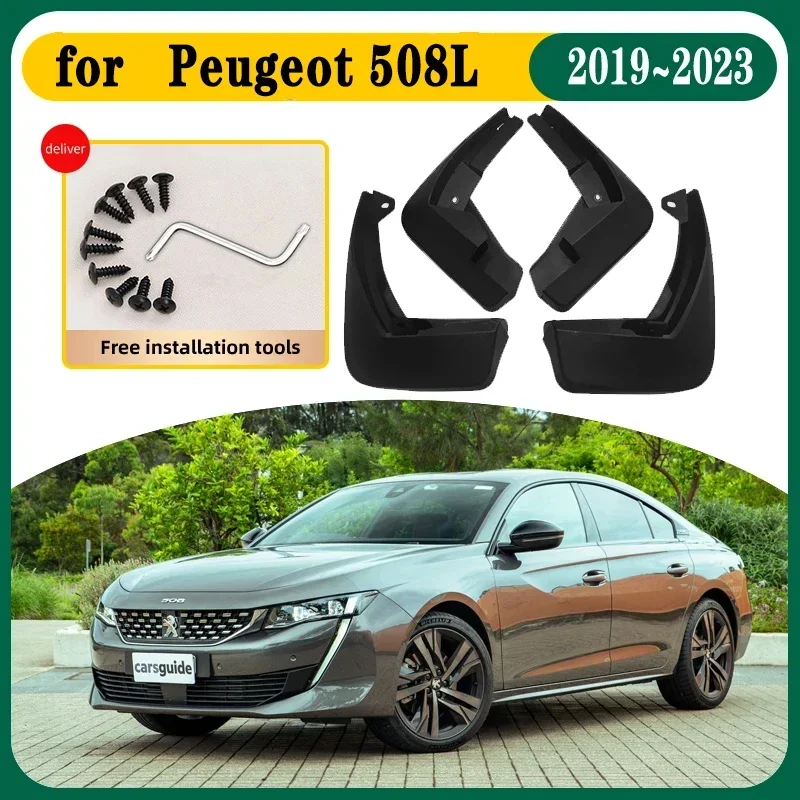 

4 PCS Car Mud Flaps For Peugeot 508L R83 2019~2023 Car Mudguards Mudflap Splash Guards Front Rear Anti-splash Fender Accessories