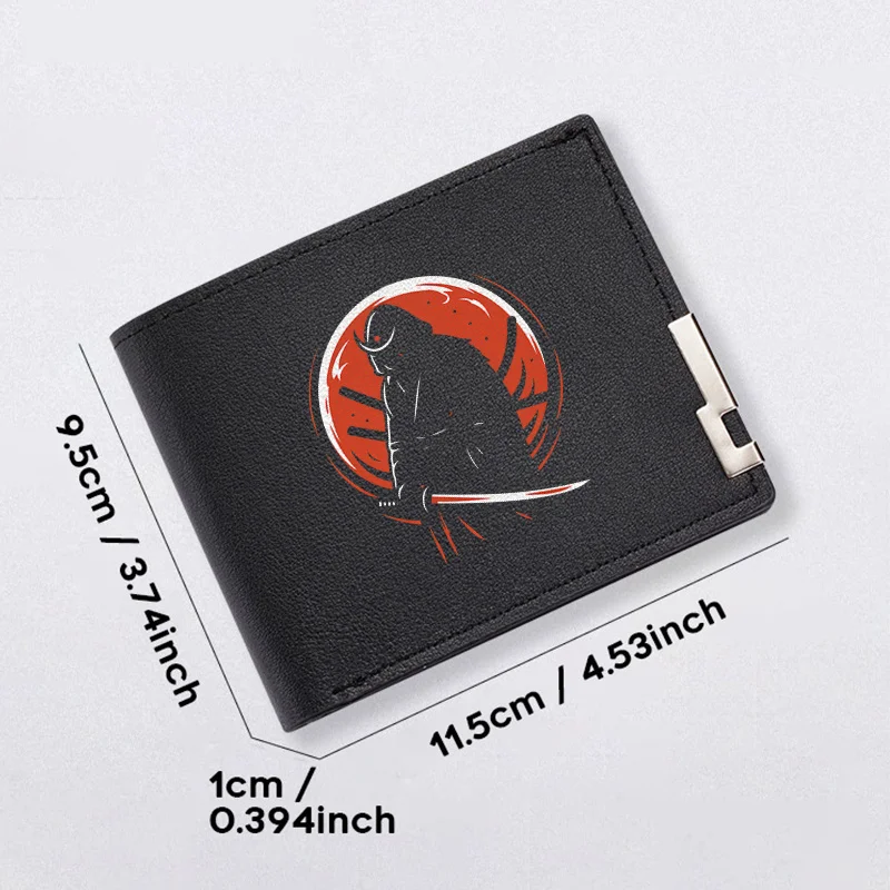 Portafoglio in pelle PU Samurai Warrior Design Portafoglio compatto da uomo leggero e durevole in stile business minimalista con opere d'arte audace
