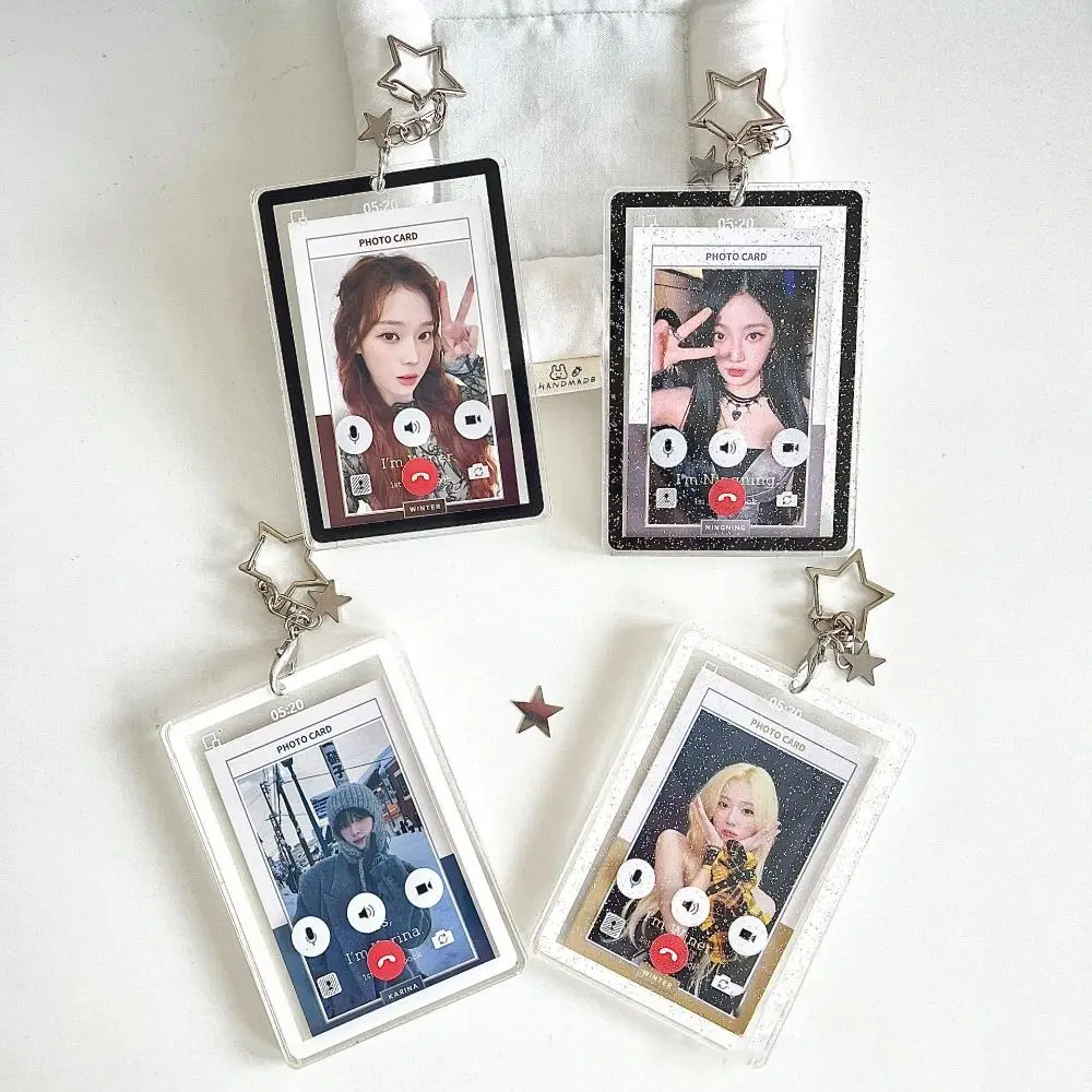 

Y2K Style Video Call Background Photo Card Sleeve 3inch with Keychains K-Pop Idol Photo Card Storage Case Photocard Holder Girls