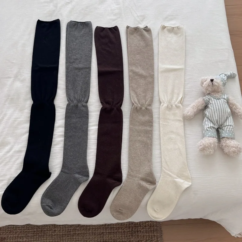 

College Style Knee High Socks Women's Korean Fashion Long Tube Pile Winter Wool Socks Soft Breathable Casual Stocking