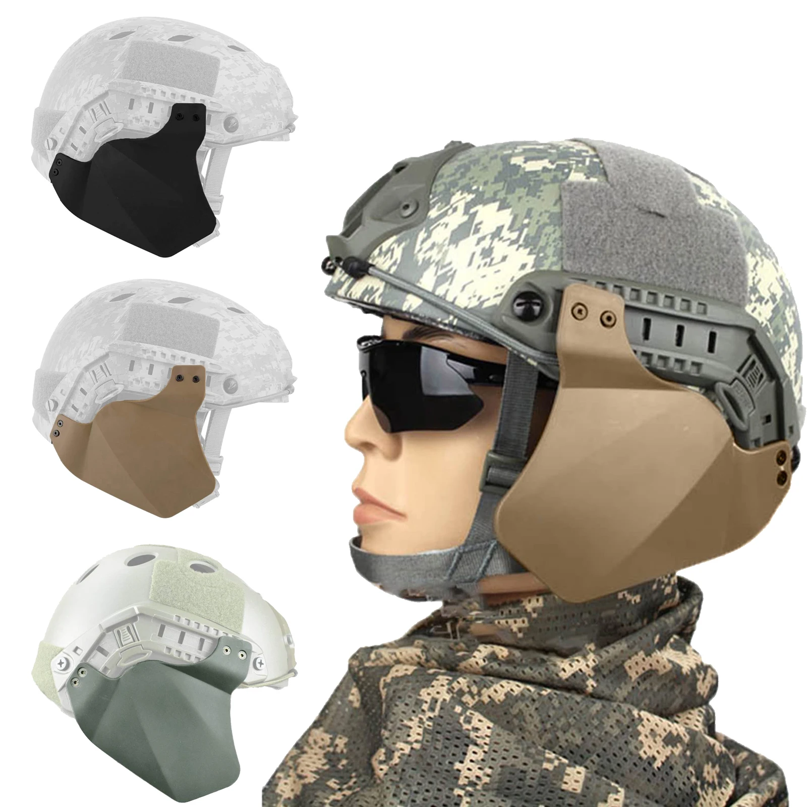 Tactical Fast Helmet Side Ear Protection Earmuffs, Rail Mount Airsoft Paintball Ear Protectors, Up-Armor Side Cover Rail Kit