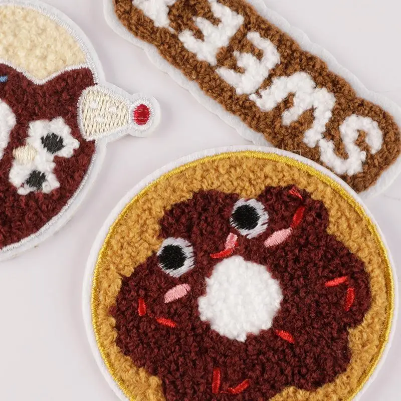 

1/7pcs Self Adhesive Biscuits French Frie Patch For Clothing Iron On Embroidered Fabric Badge Patch DIY Apparel Accessories