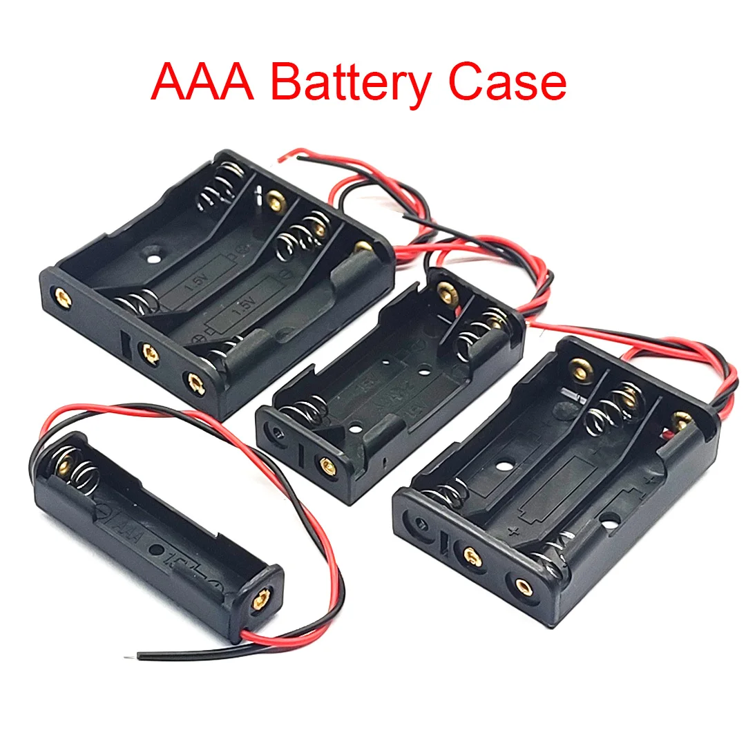 1/2/3/4 Slot AAA Battery Box AAA Battery Case AAA Battery Holder With Leads Wholesale